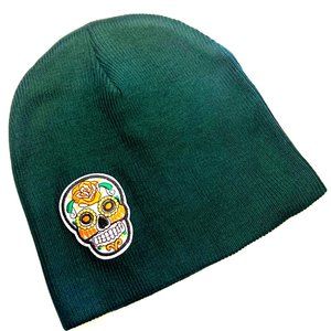 Hunter Green Skull Design Beanie Hat